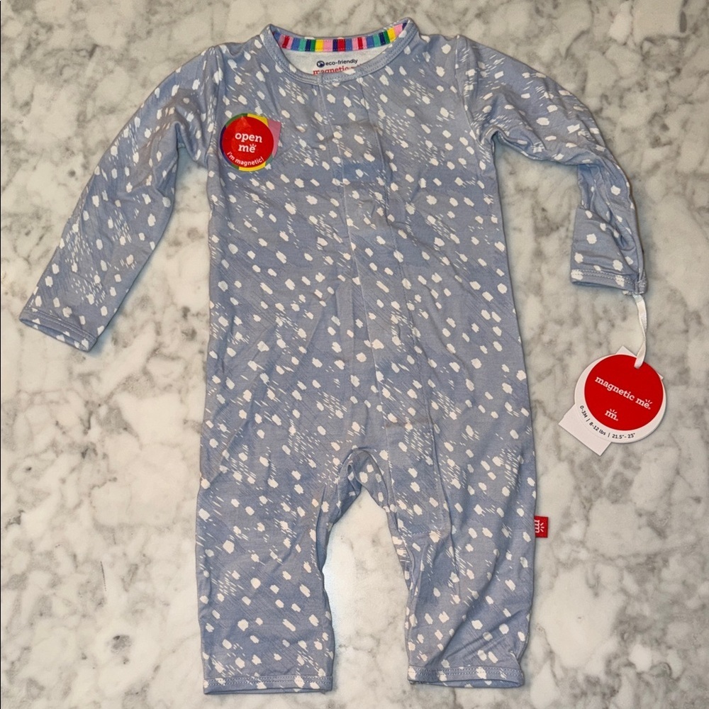 NWT Magnetic Me Modal Sky Blue & White Coverall